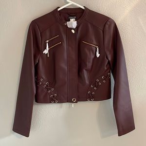 Faux-Leather Lace-Up Jacket
